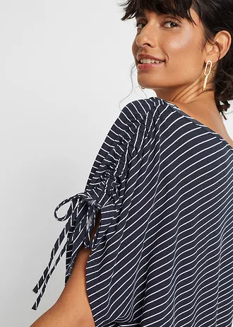 Tričko z měkké viskózy • tmavě modrá - bílá s proužky • bonprix obchod