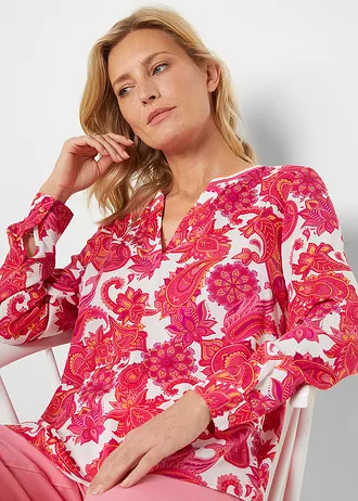 Tuniková halenka ze splývavé viskózy • pinklady/svítivě růžová/jemně oranžová • bonprix obchod