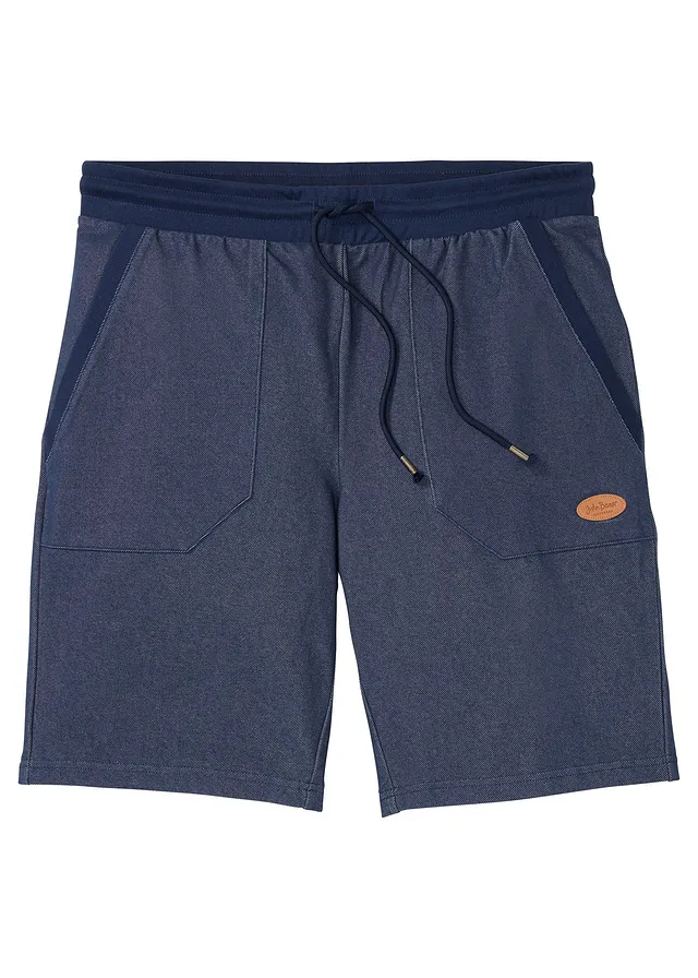 Sweat bermuda in denim look, Kleur: blauw