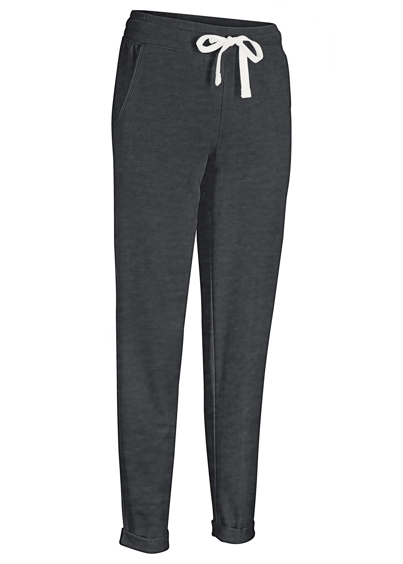 Sweatpants met strikkoordjes, regular • zwart mêlee • bonprix online shop