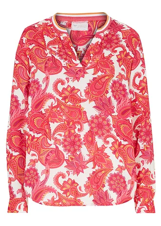 Tuniekblouse van soepele viscose, Kleur: pinklady-knallrosa-softorange paisley