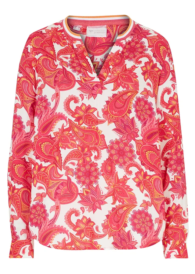Tuniekblouse van soepele viscose, Kleur: pinklady-felroze-soft oranje paisley