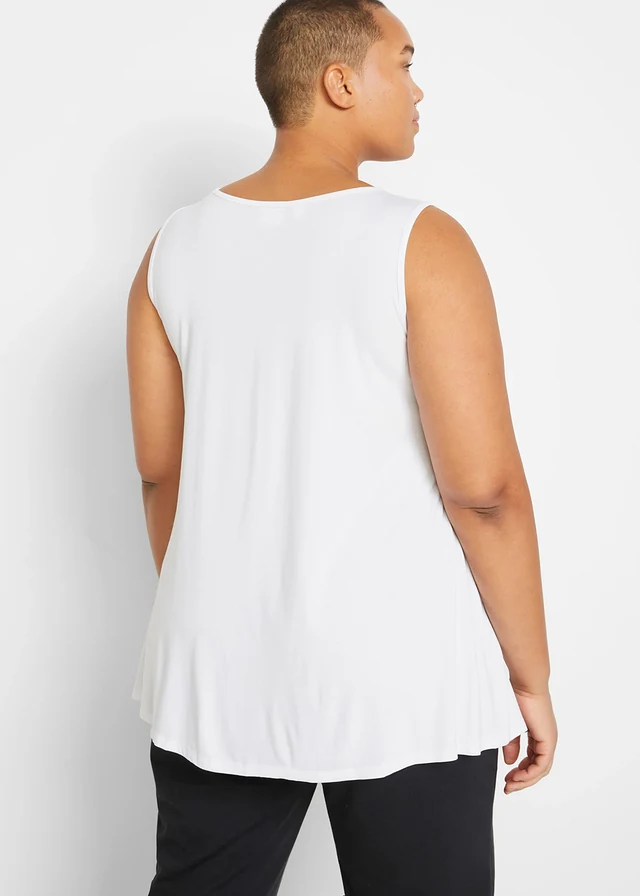 Lot de 2 débardeurs longs en viscose douce, Couleur: blanc + noir