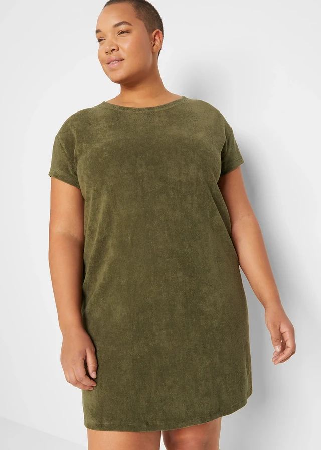 Robe en jersey éponge, Couleur: olive foncé