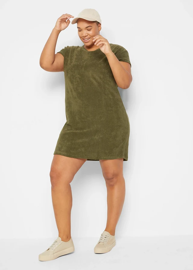 Shirtjurk van frotté, Kleur: donkerolijfgroen
