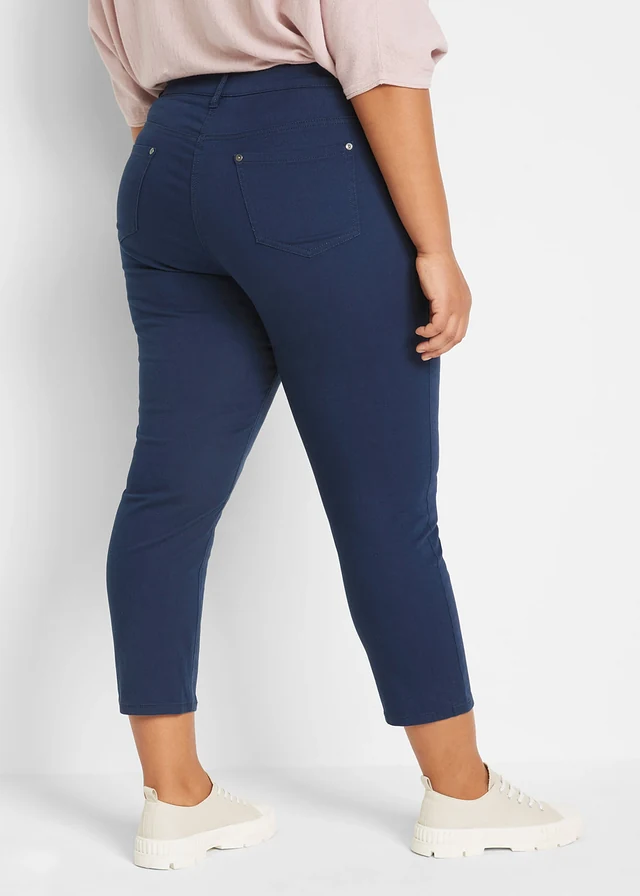 7/8 slim fit stretch broek, high waist, Kleur: donkerblauw