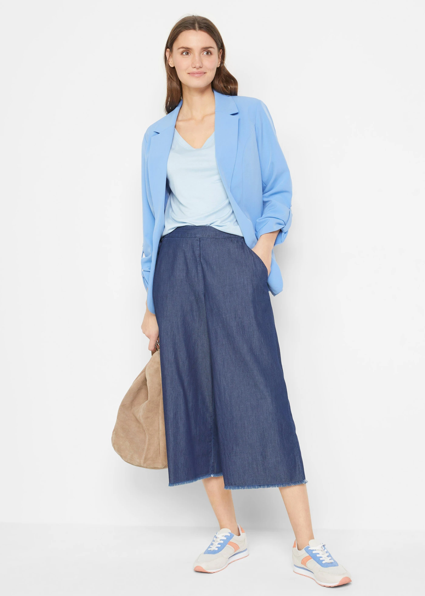 Lot de 2 T-shirts longs et doux en viscose • bleu clair+bleu foncé • Boutique bonprix