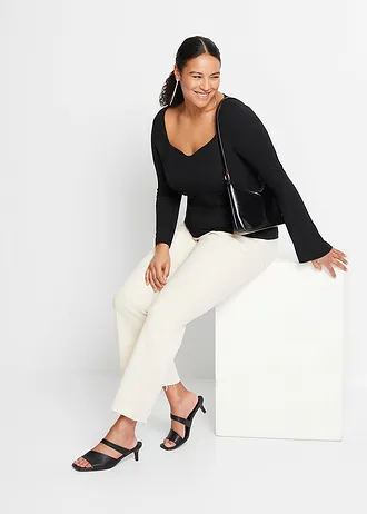 Longsleeve van een viscose mix, Kleur: zwart