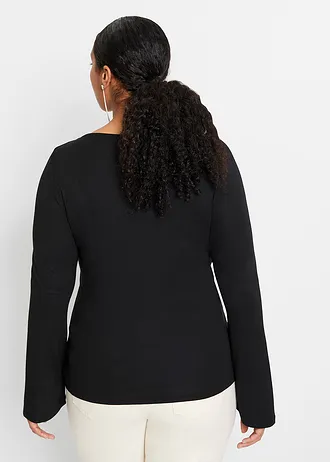 Longsleeve van een viscose mix, Kleur: zwart