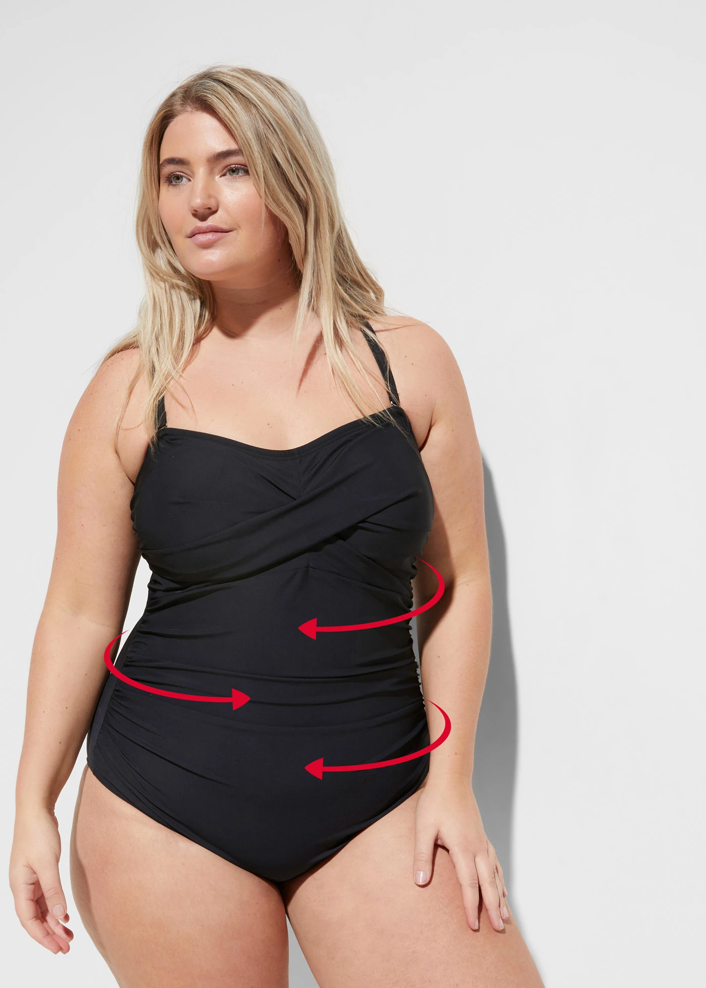 Corrigerend bandeau badpak, medium corrigerend • lichtzalm plus size • bonprix online shop