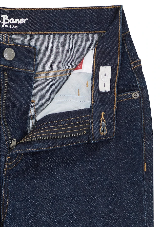 Slim fit stretch jeans, straight, Kleur: donkerblauw denim