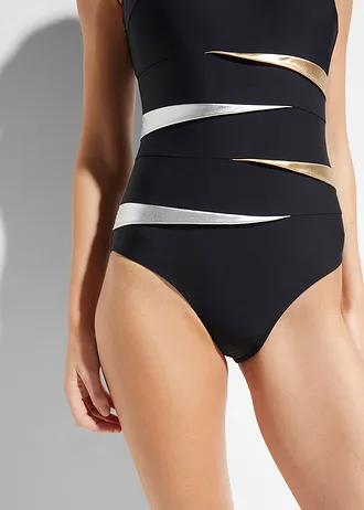 Sterk corrigerend badpak met inzetstukken • zwart gestreept • bonprix online shop