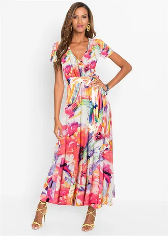 Robe longue, Couleur: magenta/violet floral