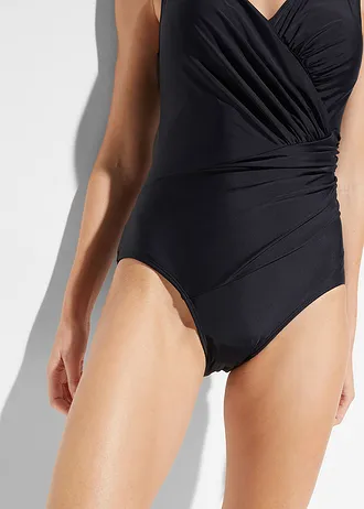 Maillot 1 pièce sculptant et croisé, maintien modéré • noir • Boutique bonprix