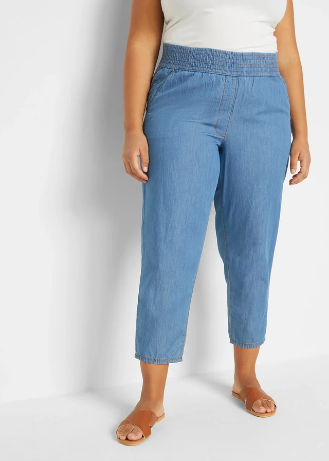 High waist mom jeans van biologisch katoen, Kleur: lichtblauw denim