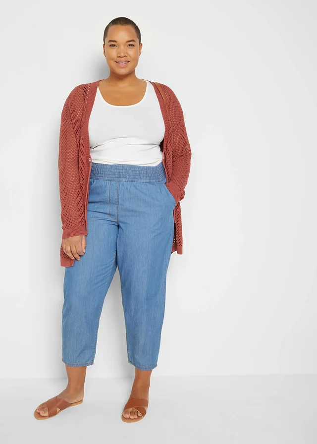 High waist mom jeans van biologisch katoen, Kleur: lichtblauw denim