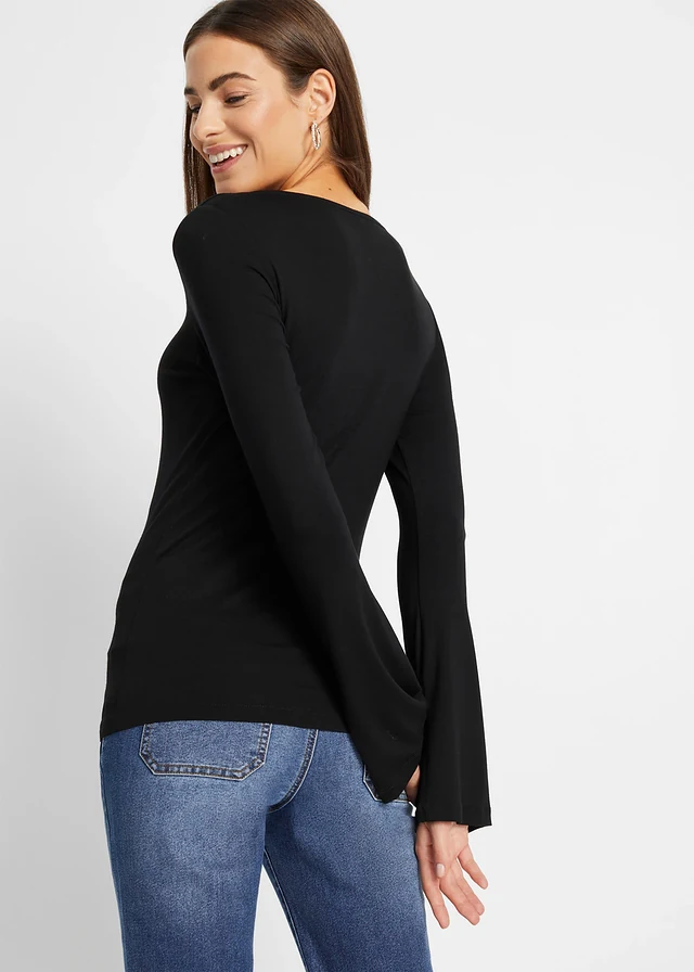 T-shirt manches longues en viscose extensible • noir • product-page.page-title-suffix