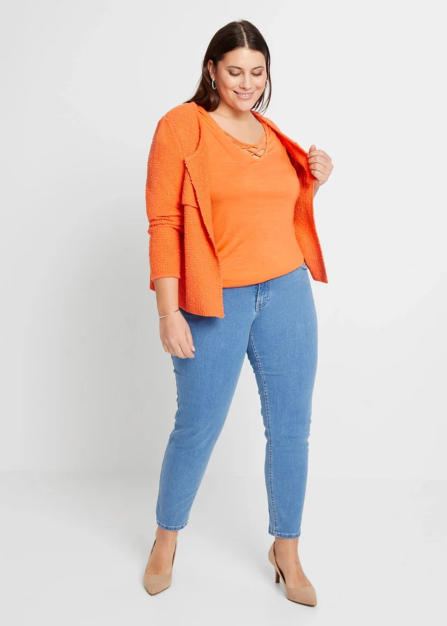 Bouclé vest, Kleur: mango