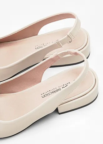 Escarpins slingback à talon plat • beige-noir • Boutique bonprix