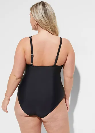 Corrigerend badpak met een V-hals, licht corrigerend, Kleur: zwart