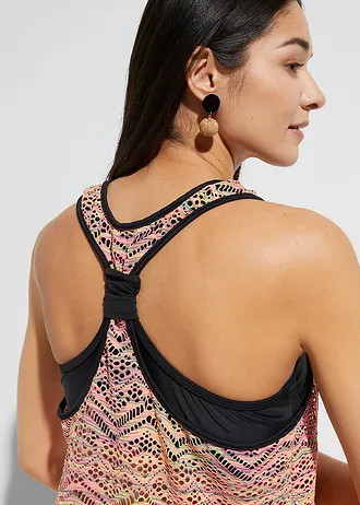 Tankini met elastisch kant (2-dlg. set) • pink gestreept • bonprix online shop
