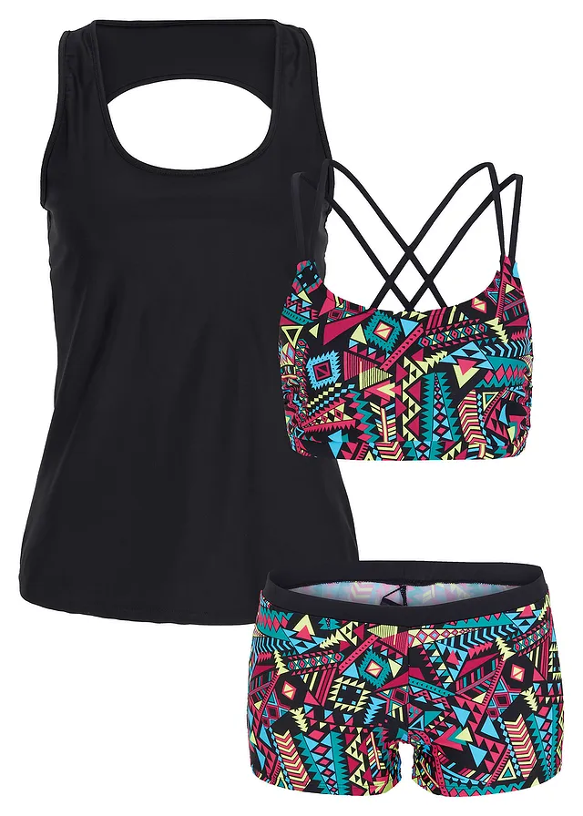 Costum baie tankini (3piese) cu bustieră