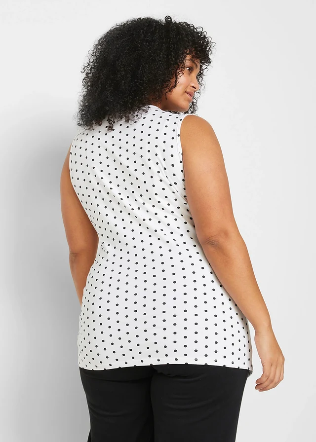 Lot de 2 tops de grossesse/d’allaitement, Couleur: noir uni + blanc à pois