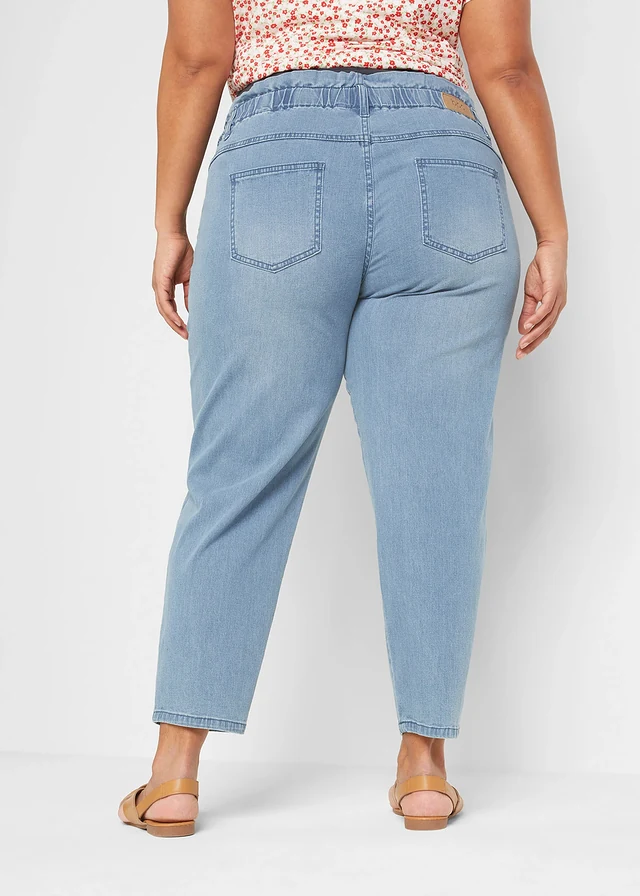 Zwangerschapsjeans van katoen-stretch, cropped, Kleur: blauw denim