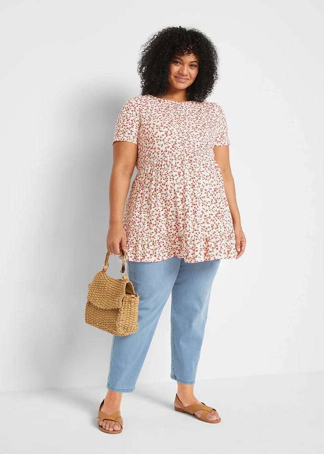 Zwangerschapsjeans van katoen-stretch, cropped, Kleur: blauw denim