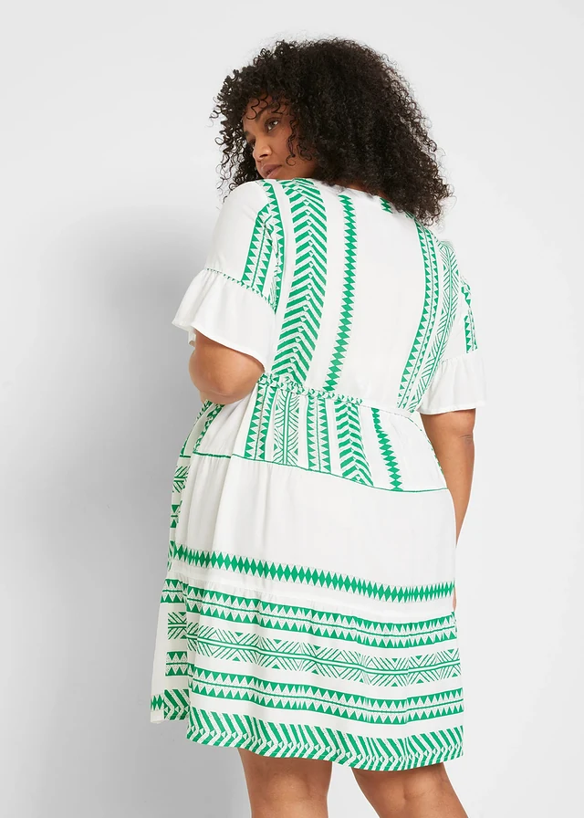 Robe de grossesse et d’allaitement en viscose fluide, Couleur: vert pelouse graphique