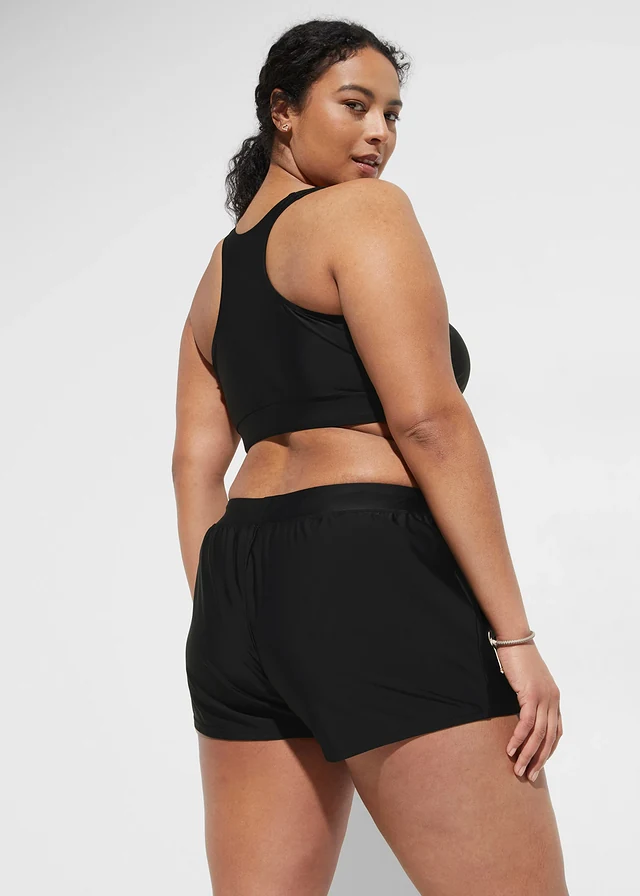 Bralette bikini met zwemshort (2-dlg. set), Kleur: zwart
