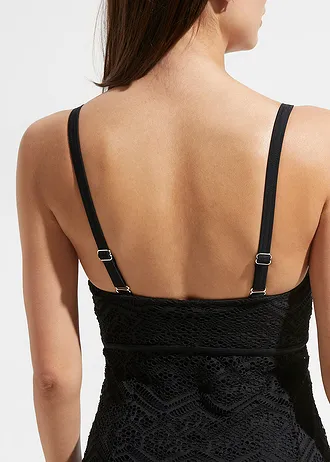 Robe de bain avec dentelle • noir • Boutique bonprix