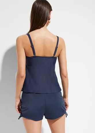 Tankini (2-részes szett) fürdő rövidnadrággal, szín: világoskék-sötétkék virágmintás