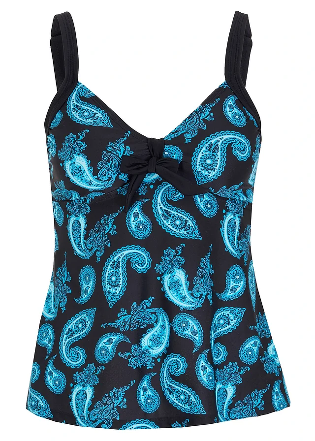 Tankinitop, Kleur: zwart-turkoois paisley