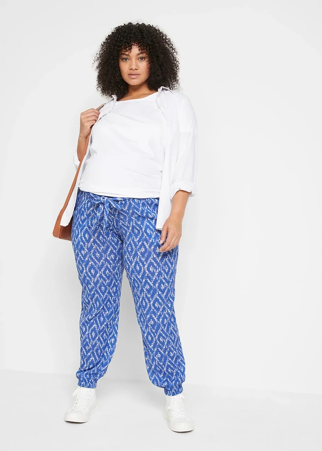 Zwangerschapsbroek, loose fit, Kleur: edelsteenblauw-wit grafische print