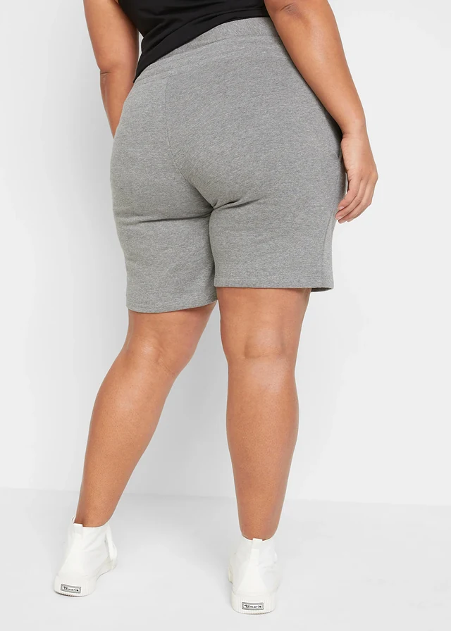 Zwangerschaps sweat bermuda (set van 2) met katoen, Kleur: zwart + grijs gemêleerd