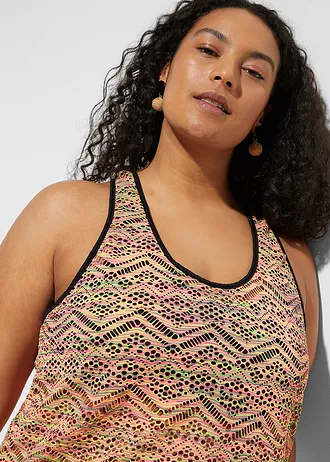 Tankini avec dentelle extensible (ens. 2 pces), Couleur: rose rayé