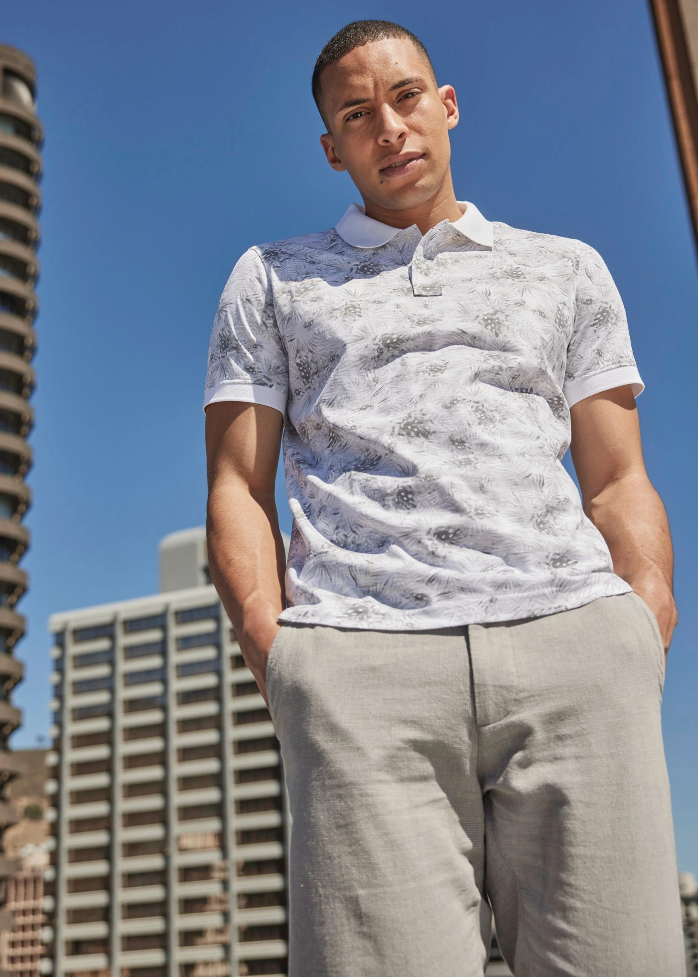 Poloshirt van puur katoen • wit-lichtgrijs • bonprix online shop