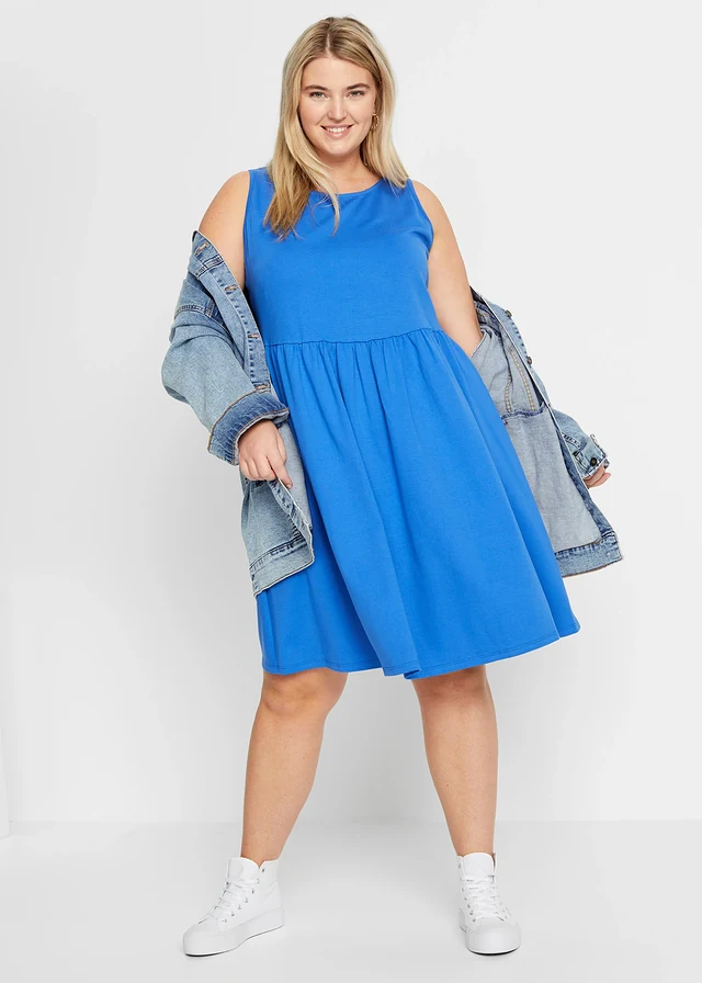 Shirtjurk met zakken van katoen, Kleur: azuurblauw