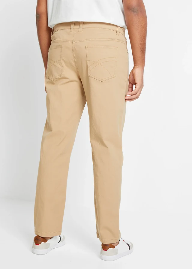 Pantalon droit et extensible, coupe classique, Couleur: beige