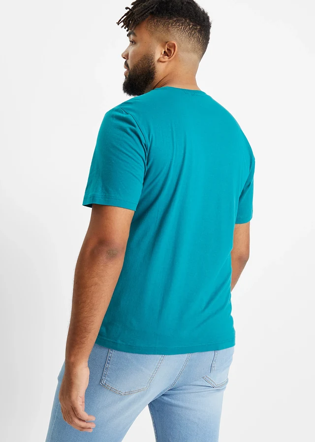 Lot de 2 T-shirts 100% coton, Couleur: turquoise cobalt + bleu foncé