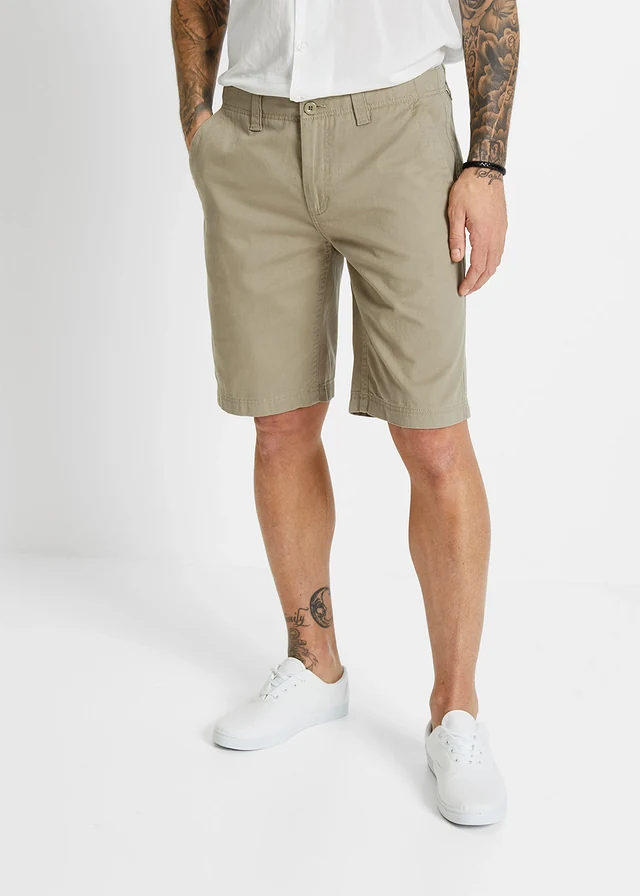 Bermudy chinosy, z czystej bawełny, regular fit • khaki • sklep bonprix