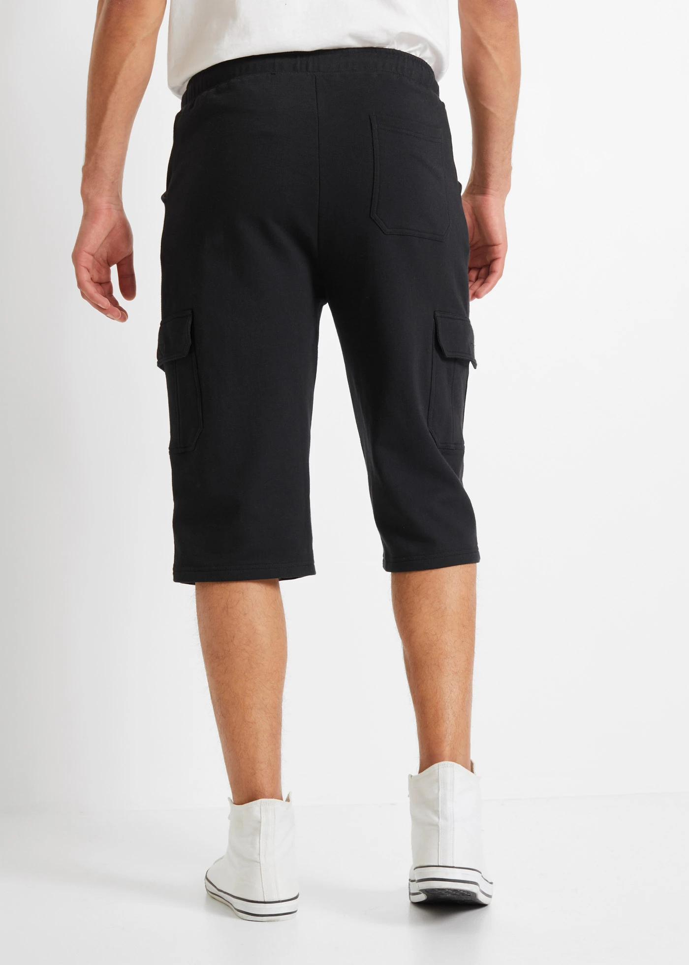 Lange sweat cargobermuda van katoen • zwart • bonprix online shop