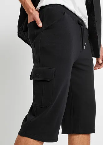 Bermuda cargo long en sweat 100% coton, regular • noir • Boutique bonprix