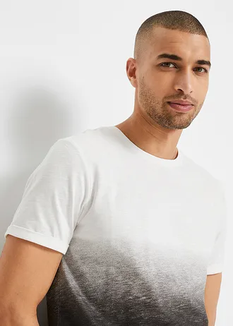T-shirt van puur katoen, slim fit • wit/zwart • bonprix online shop