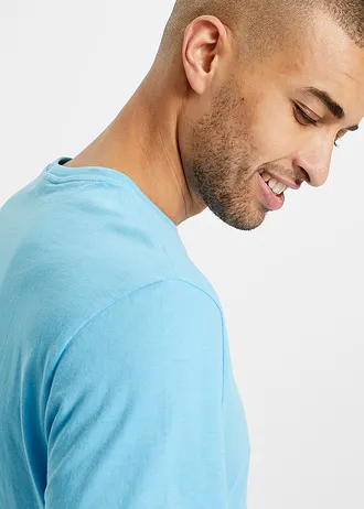 T-shirt (set van 3) • lichtblauw+azuurblauw+wit • bonprix online shop