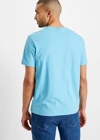 Lot de 3 T-shirts • bleu clair + bleu azur + blanc • Boutique bonprix