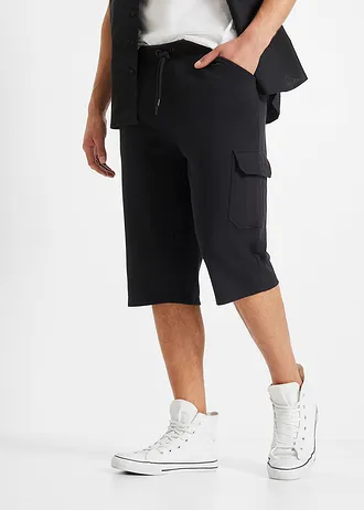 Lange sweat cargobermuda van katoen • zwart • bonprix online shop