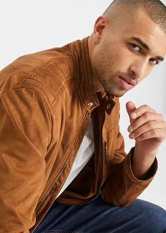 Kurtka z imitacji skóry welurowej • koniakowy • sklep bonprix