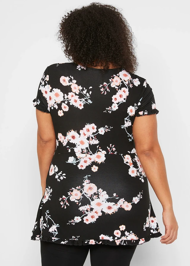 Tunique de grossesse/d'allaitement, Couleur: noir à fleurs